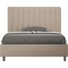 ITYHOME - Letto una piazza e mezza senza rete imbottito 120x200 Pelle finta tortora Agueda