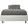 ITYHOME - Letto una piazza e mezza senza rete imbottito 120x200 Pelle finta bianco Azelia