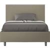 ITYHOME - Letto una piazza e mezza con rete imbottito 120x210 Pelle finta cappuccino Adele