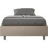 ITYHOME - Letto una piazza e mezza senza rete imbottito 120x210 Pelle finta tortora Azelia