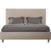 ITYHOME - Letto matrimoniale francese contenitore imbottito 140x210 Pelle finta tortora Goya
