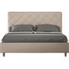 ITYHOME - Letto matrimoniale francese contenitore imbottito 140x210 Pelle finta tortora Priya