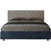 ITYHOME - Letto contenitore imbottito 160x200 tessuto Era 09 blu Arla
