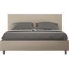 ITYHOME - Letto con rete imbottito 160x210 Pelle finta tortora Adele