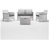 Gardeness Salotto da giardino 4 posti in wicker stampato con cuscini e tavolino contenitore Friuli - White