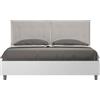 ITYHOME - Letto matrimoniale senza rete 160x190 bianco frassino cuscini Pelle finta tortora Egos Annalisa