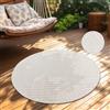 Paco Home Tappeto per esterni resistente alle intemperie Soggiorno Balcone Boho Scandi Design Rainbow Cream Dimensioni 160 cm Rotondo