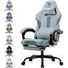 GTPLAYER Sedia da gioco Poltrona da gioco ergonomica Sedia da scrivania con superficie in tessuto Sedia da ufficio traspirante Cuscino a molla con poggiapiedi grigio
