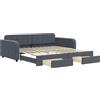 vidaXL Letto da giorno allungabile con cassetti grigio scuro 100x200 cm in velluto