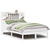 vidaXL Letto in legno massiccio con ripiano senza materasso Bianco 135x190 cm Pino