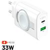 FIXED Caricabatterie Presa di corrente fissa USB-C / USB-A / Apple Watch 33W, bianco