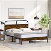 vidaXL Struttura letto senza materasso 135x190 cm rovere fumé materiale a base di legno