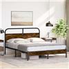 vidaXL Rete da letto senza materasso 150x200 cm in legno di rovere affumicato