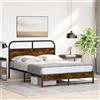 vidaXL Struttura letto senza materasso 135x190 cm rovere fumé materiale a base di legno
