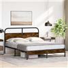 vidaXL Rete da letto senza materasso 150x200 cm in legno di rovere affumicato