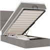 vidaXL Ottoman letto con materasso e LED Taupe 90x200 cm tessuto