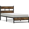 vidaXL Letto in metallo senza materasso rovere fumé 100x190 cm