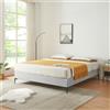 en.casa Letto matrimoniale imbottito 'Lilla' con rivestimento tessile sfoderabile 180 x 200 cm grigio chiaro