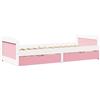 vidaXL Lettino da giorno con 2 cassetti senza materasso Bianco Rosa 90x200cm