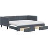 vidaXL Letto da giorno allungabile con cassetti grigio scuro 90x200 cm in velluto