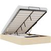 vidaXL Ottoman letto senza materasso crema 120x200 cm tessuto