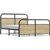 vidaXL Letto in metallo senza materasso rovere Sonoma 150x200 cm