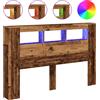 vidaXL Testata LED effetto legno vecchio 160x18,5x103,5 cm Materiale a base di legno