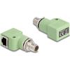 DELOCK M12 Adapter X-kodiert 8 Pin St zu RJ45 Bu gew. grün