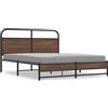 vidaXL Letto in metallo senza materasso effetto rovere marrone 160x200 cm