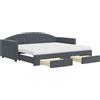 vidaXL Letto da giorno allungabile con cassetti grigio scuro 90x200 cm in velluto