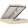 vidaXL Ottoman letto senza materasso crema 140x190 cm tessuto