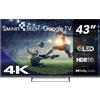 Smart-Tech 43QG02V TV 109,2 cm (43") 4K Ultra HD Smart TV Wi-Fi Grigio 280 cd/m²