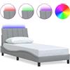 vidaXL Struttura letto senza materasso "Hanko" grigio chiaro 90x190 cm tessuto