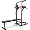 Mobiclinic Power Tower con panca pesi allenamento Fitness Stazioni multifunzione 9 in 1 pieghevoli regolabili in 8 altezze Barra per trazioni Domifit