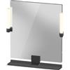 Duravit Sivida miroir, noir diamant mat, 650x36x650mm, éclairage à poser, interrupteur à détecteur, raccordement au réseau, SV74210BD490000, SV74210BD490000