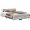 vidaXL Struttura letto senza materasso Grey Sonoma 140x190 cm Materiale a base di legno
