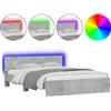 vidaXL Struttura letto con testiera illuminazione LED grigio cemento 150x200 cm