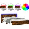 vidaXL Struttura letto con testiera illuminazione LED rovere fumé 150x200cm