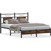 vidaXL Struttura letto senza materasso rovere fumé 137x190 cm materiale a base di legno