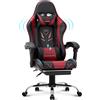 COLAMY Sedia da gioco - Sedia ergonomica per computer con poggiapiedi, supporto lombare, poggiatesta, funzione girevole a 360° e schienale alto, rosso