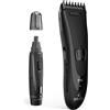 GA.MA Set Black Titanium T744: Tagliacapelli e Trimmer da Viaggio per Naso e Orecchio con Lama in Titanio, Precisione da 0,8 a 14,5 mm, Lame in Acciaio Inossidabile Rivestite in Titanio, Ricarica USB, Kit Incluso per un Grooming Impeccabile