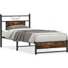 vidaXL Struttura letto senza materasso rovere fumé 90x190 cm materiale a base di legno