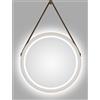 Talos Specchio da bagno con illuminazione rotonda TALOS LED CORVIA Shine in oro opaco Ø50 cm - specchio rotondo con fascia di alta qualità in Pelle finta - adatto a locali umidi grazie alla cornice in alluminio