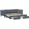 vidaXL Letto da giorno allungabile con cassetti grigio scuro 90x190 cm velluto