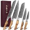 bez marki HEZHEN 5 pezzi Santoku Damascus in acciaio a 67 strati