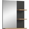 ebuy24 Specchio da bagno Canu in grigio basalto e Artisan 63 x 73 cm