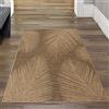 Teppich-Traum Tappeto di alta qualità per interni ed esterni resistente alle intemperie con motivo a foglie in beige marrone Dimensioni - 80 x 150 cm