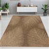 Carpetia Elegante tappeto per interni ed esterni con motivo a foglie tropicali in beige marrone Dimensioni - 80 x 150 cm