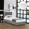 corium Letto imbottito 'Juva' singolo con rete a materasso e rete a doghe pieghevoli 90 x 200 cm Cord Grey