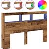 vidaXL Testata LED con ripiani, effetto legno antico 160x17x102 cm